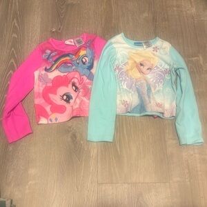 Disney Frozen & My Little Pony fleece pajama tops size 4/5 EUC